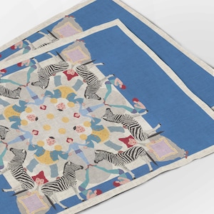 Vintage Circus Linen Placemat, Maxfield Parrish Birthday Party Decor