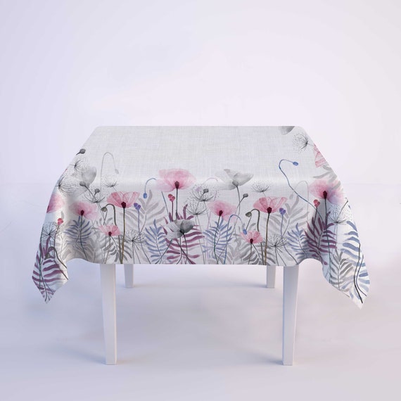 Linen tablecloth, Country Garden, farmhouse decor, rectangle tablecloth, 100% linen fabric