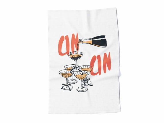 Kitchen towel, Let's Celebrate, linen towel, hand towel, 100% linen