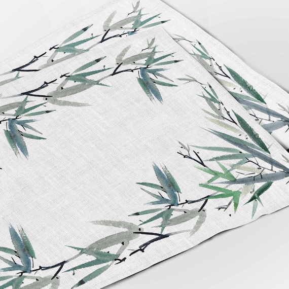 Placemats set, bamboo print, linen placemats, wabi sabi, farmhouse decor, fabric placemats, cloth napkins, table decor, mother in law gift