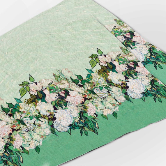 Placemats set, Vincent van Gogh, Roses, linen placemats, 100% linen, Van Gogh, fabric placemats, Housewarming gift