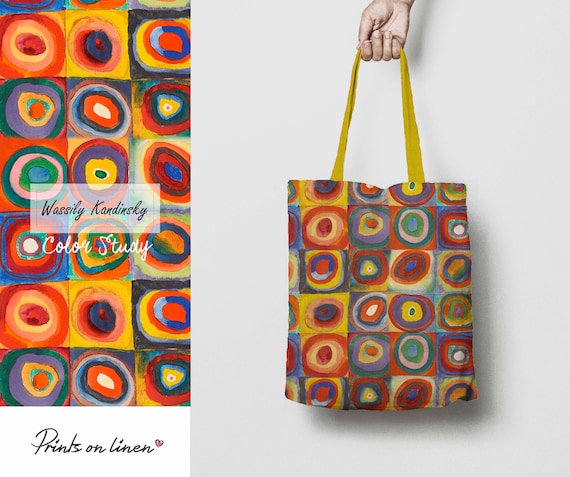 Kandinsky, tote bag, Color Study, linen bag, birthday gift, shoulder bag, bridal shower, teacher bag, linen tote, red bag