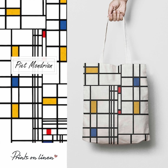 Tote bag, Piet Mondrian, Composition II, linen bag, art print, birthday gift, shoulder bag, linen tote, 100% linen fabric