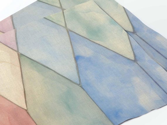 Placemats set, Watercolor & Lines, linen placemats, linen placemats, 100% linen fabric