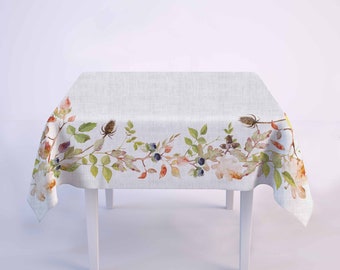 Autumn tablecloth, Linen tablecloth, farmhouse decor, rectangle tablecloth, 100% linen fabric