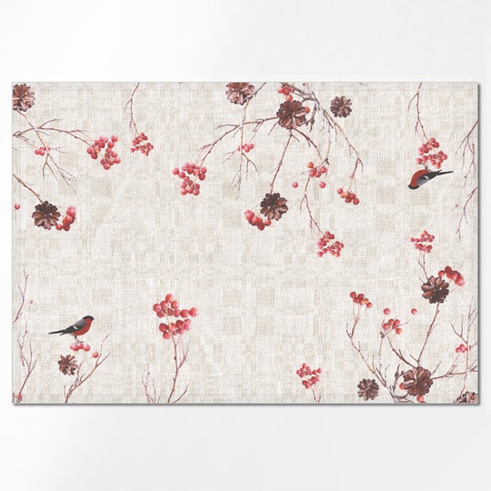 Placemats set (4 or 6), Guelder rose, Cranberry, Holiday decor