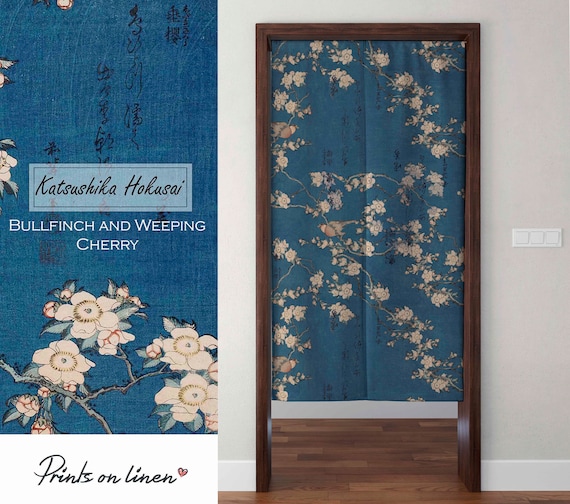 Noren curtain, Katsushika Hokusai, Japanese Noren, door curtain, 100% linen, panel curtain, closet cover, window curtains linen