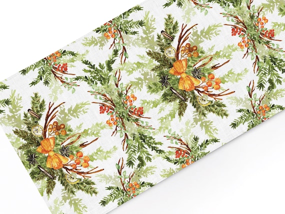 Table runner, Rustic Christmas Aroma, Christmas decor, 100% linen, Christmas table top