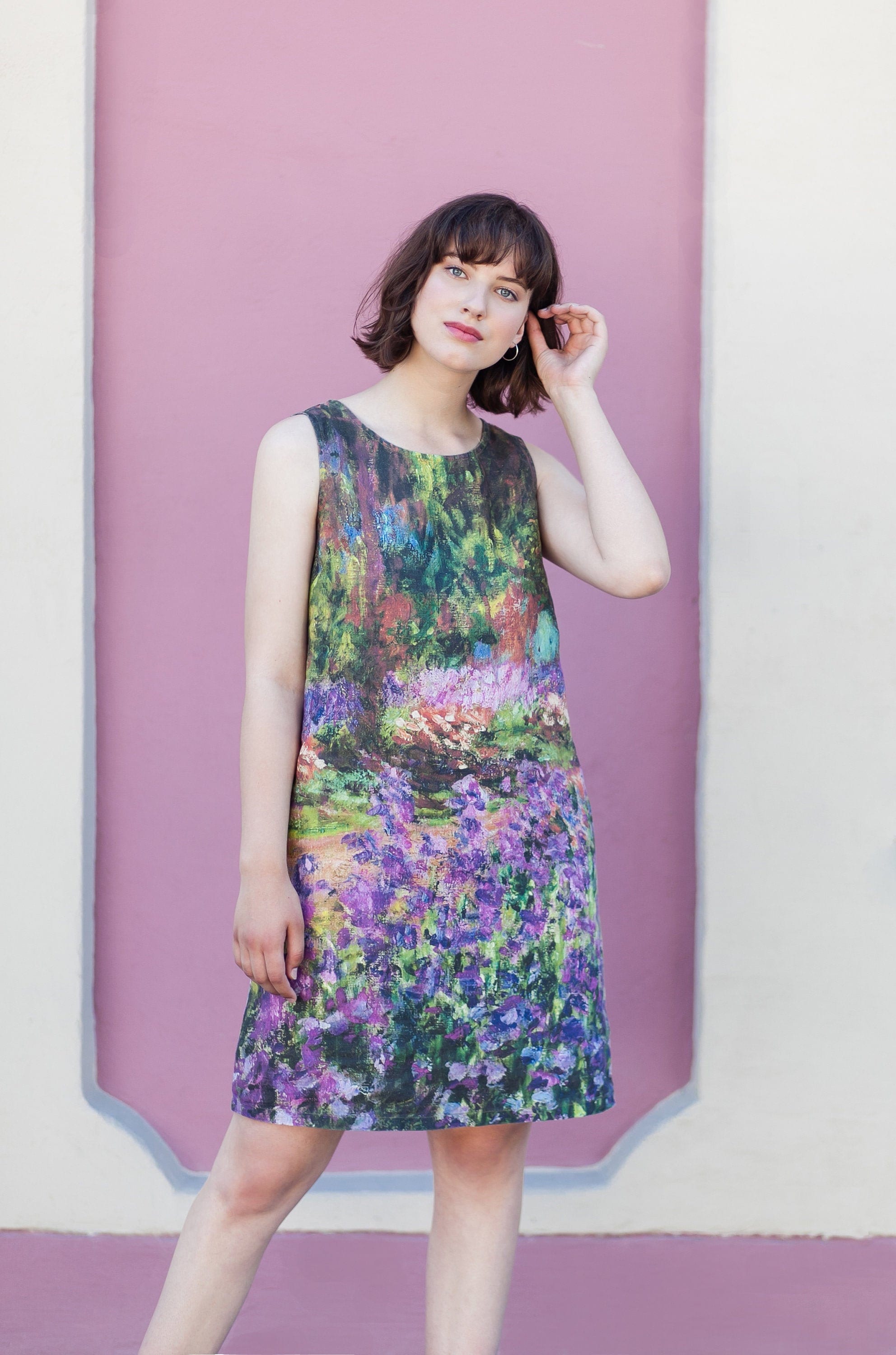 Monet Garden Print Linen Dress, Sleeveless Summer Dress - Etsy