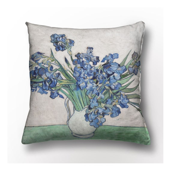 Vincent van Gogh, Irises 1890, Couch cushion cover with zipper, 100% linen fabric, custom cushion cover, cushion 18x18, 45x45cm, Europe