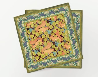Linen Napkins, Squirrel, Maurice Pillard Verneuil Art, 100% Linen, Fall Home Decor, Handmade in Lithuania