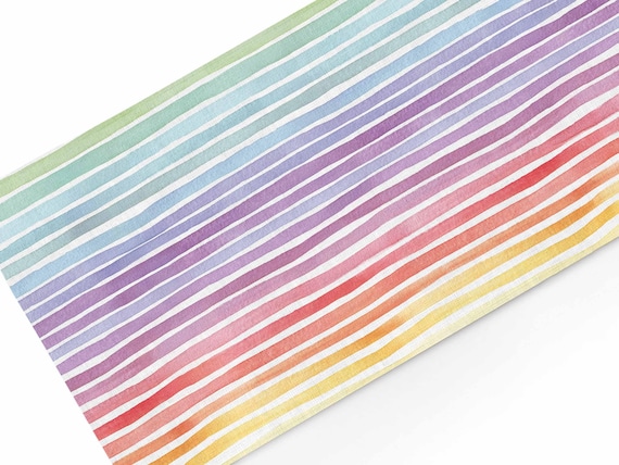 Table runner, Rainbow Stripes, 100% linen