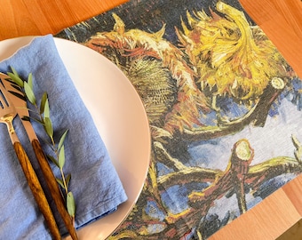 Van Gogh Sunflowers Linen Placemats Set