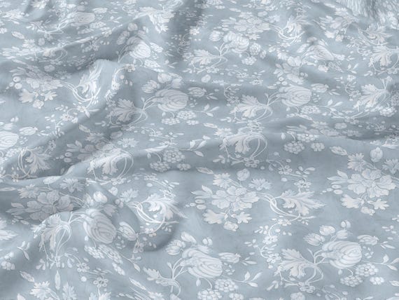 Linen fabric, French blue color, Anna Maria Garthwaite, Spitalfields, Fabric by yard, Fabric by meters, 100% linen, Fabric wholesale