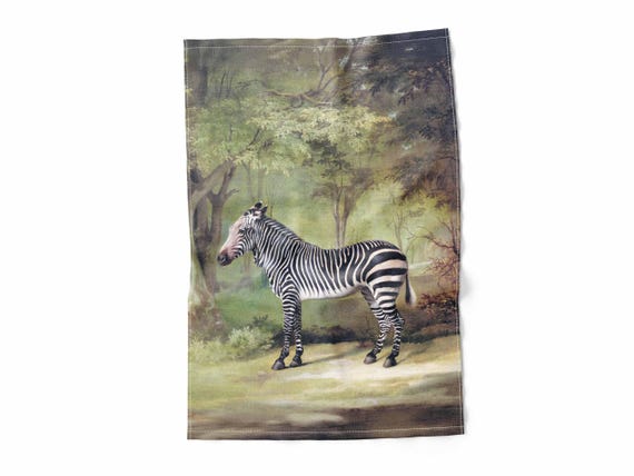 Linen towel, Zebra (1763) George Stubbs, fabric towel, vintage kitchen towel, 100% linen, zebra towel