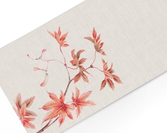 Table runner, Japanese Maple Tree, Autumn Decor, 100% Linen, Vintage, Handmade in Europe