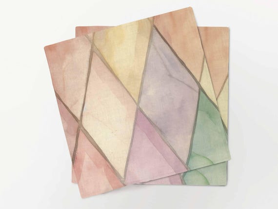 Napkins set, Watercolor & Lines, 100% linen, napkins cloth, fabric napkins
