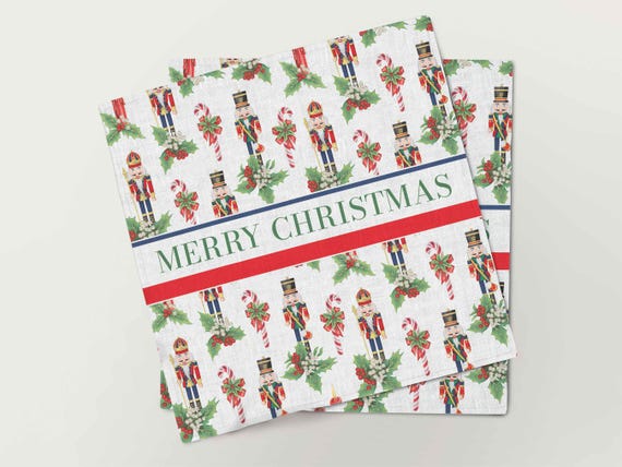 Napkins set "Nutcracker Holiday", linen napkins, Holiday decor, Christmas napkins, Christmas decor, 100% linen, Yule napkins, Winter napkins