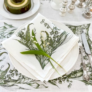 Wedding MUST HAVE! Placemats, Lily of the Valley, Plant placemats, linen placemats, Easter placemats, green placemats, fabric placemats