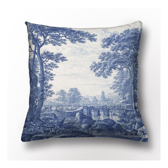 Cushion cover, Frederik van Frytom, linen cushion, vintage cushion cover, 18x18 inches, Toile de Jouy, 100% linen, Europe