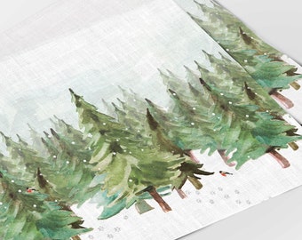 Christmas placemats, Placemats set (4 or 6), Paws in the Snow, Holiday placemats, linens, linen placemats, Christmas decor