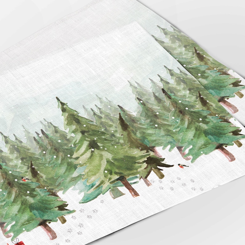 Christmas placemats, Placemats set (4 or 6), Paws in the Snow, Holiday placemats, linens, linen placemats, Christmas decor