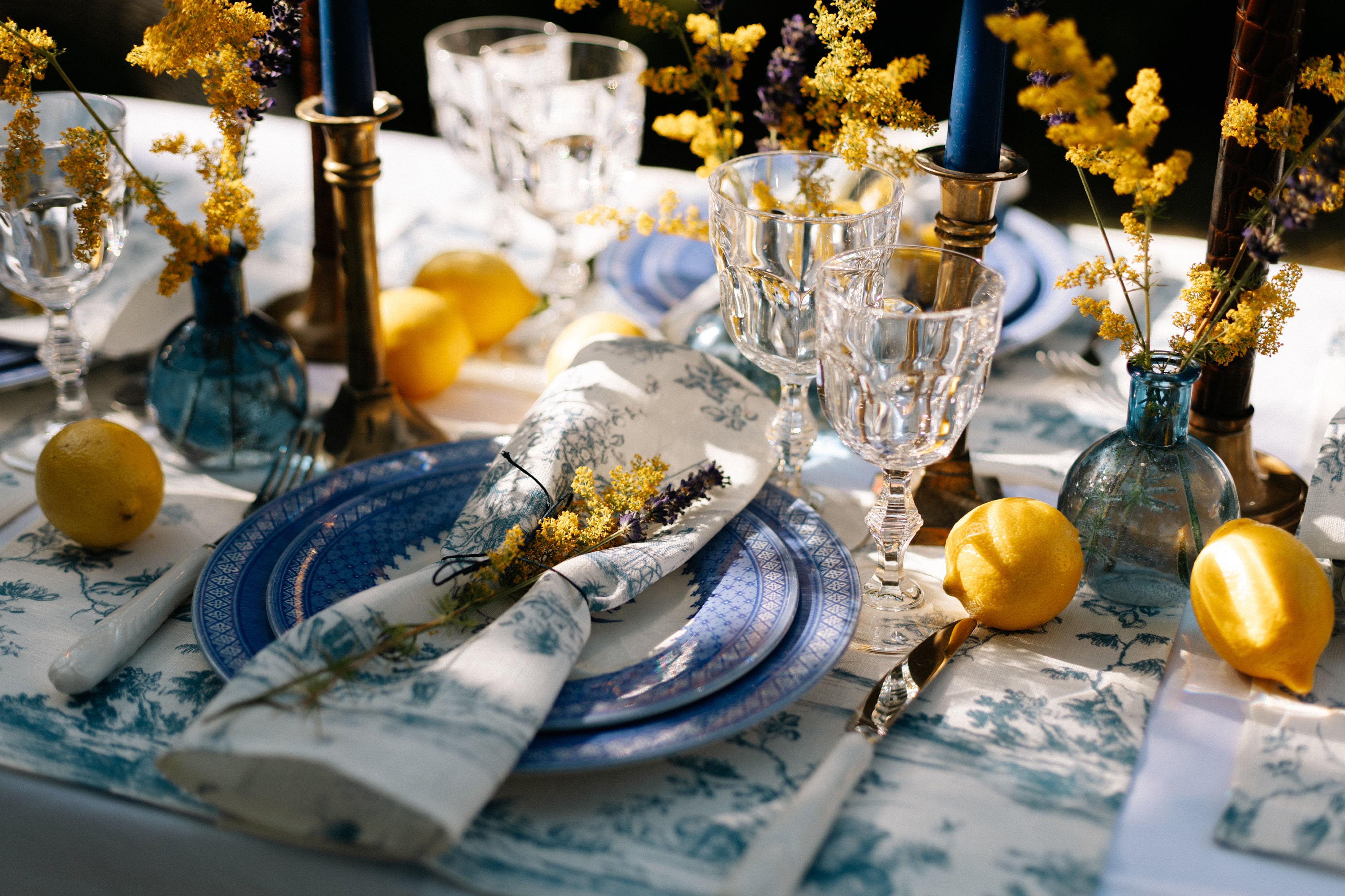 Yellow napkins cloth set of 2, 4, 6, 8, 10, 12, Cloth kitchen linen napkins  blue - Shop Daloni Place Mats & Dining Décor - Pinkoi