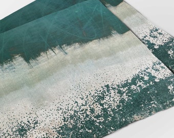 Emerald Green Linen Placemats, Wabi Sabi Table Decor, Set of 4/6/8