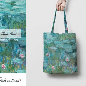 Tote bag, Claude Monet, Seerosen, Leinentasche, Kunstdruck, Geburtstagsgeschenk, Stoffbeutel, 100% Leinenbeutel