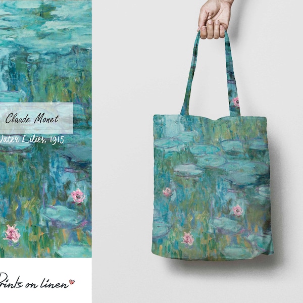 Tote bag, Claude Monet, Nymphéas, sac en lin, tirage d'art, cadeau anniversaire, sac en tissu, sac 100% lin