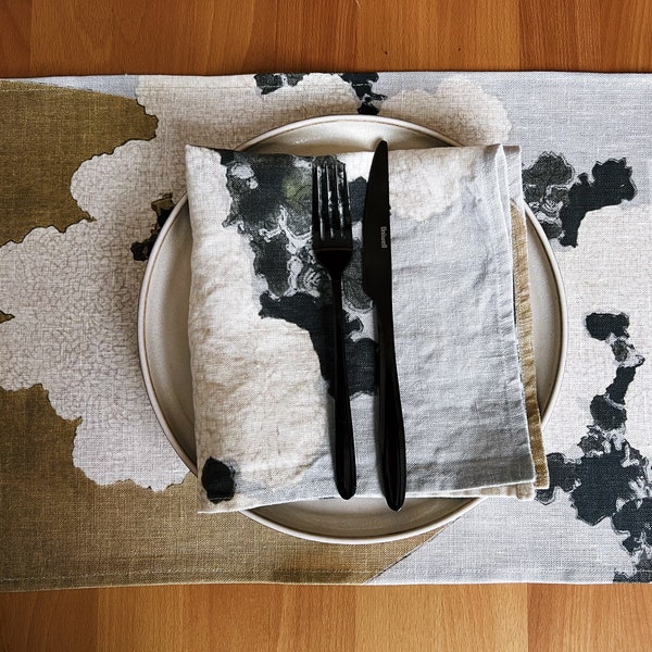 Ensemble de sets de table, Kamisaka Sekka, Spring Blossom, sets de table en lin, art japonais, sets de table Japon, wabi sabi, 100 % lin, sets de table en tissu