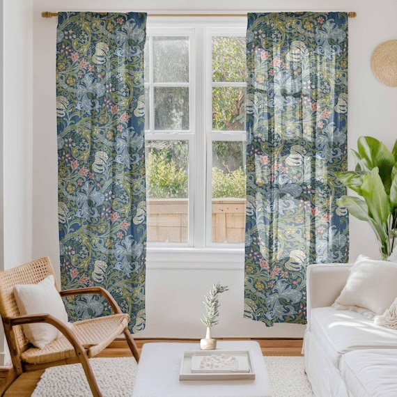 Linen curtain, John Henry Dearle, Sweet Briar, Rod pocket, 140cm / 55" width, curtain panel, linen window panel