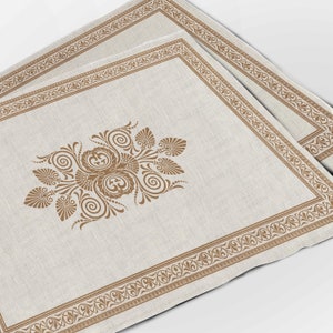 Placemats set (4 or 6), Luxe, Ancient decor, 100% linen, linen placemats, beige linen placemats, custom size, Europe