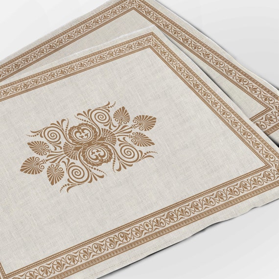 Placemats set (4 or 6), Luxe, Ancient decor, 100% linen, linen placemats, beige linen placemats, custom size, Europe