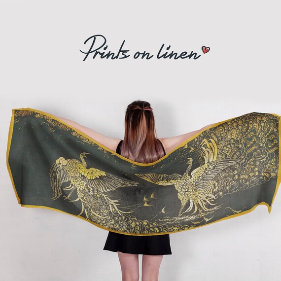 James Whistler The Peacock Room Linen Scarf 100 Linen Linen Women Scarf Gift For Her Scarves Women Scarf Maxi Scarf