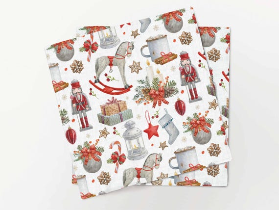 Napkins set, Winter Treasures, linen napkins, Holiday decor, Christmas napkins, Christmas decor, 100% linen
