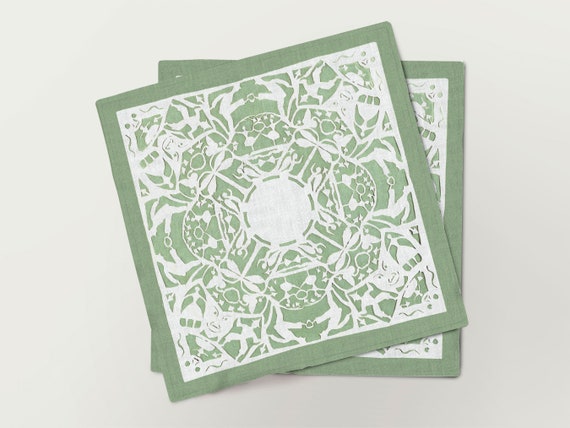 Napkins set, Hans Christian Andersen, A Fully Cut Fairy Tale print, 1864, fabric napkins, 100% linen