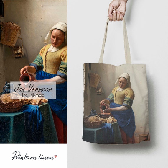 Tote bag, Jan Vermeer, The Milkmaid, linen tote, vintage tote, artist tote, Jan Vermeer tote, custom tote, wholesale tote