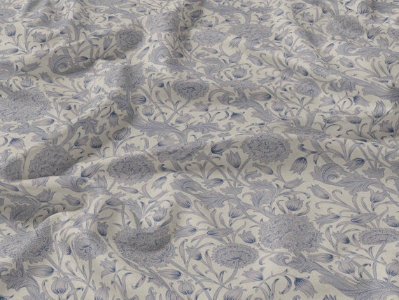 Linen fabric, William Morris, Wild Tulip, Fabric by meters, 100% linen, Fabric wholesale, Crafting fabric