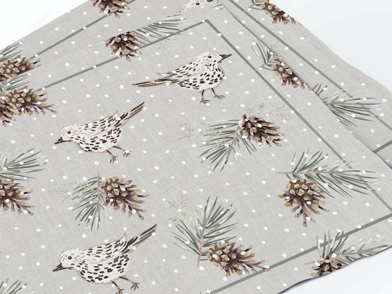 Linen Christmas Placemats Set, Soft Winter, Christmas Design, Holiday Table Decor