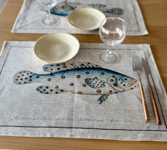 Placemats set, Argus (Anthias Argus), Fabric placemats, 100% linen