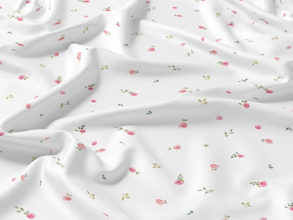 Linen fabric, Petite Roses, Fabric by yard, Fabric by meters, 100% linen, Fabric wholesale, Crafting fabric