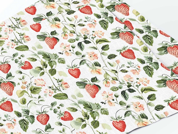 Placemats set, Strawberry Breakfast, 100% linen