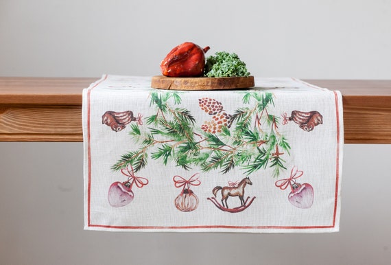 Christmas table runner, table runner, linen table runner,  Holiday decor, Christmas table, 100% linen, Christmas table decor, Winter