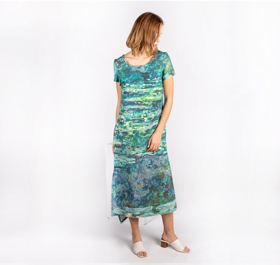 Claude print top soft midi dress