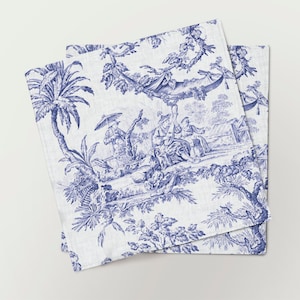 Serviettes en lin, Toile de Jouy, lot de 6 serviettes, 100 % lin, motif serviettes, ensemble de serviettes, serviettes faites main par Linenislove image 5