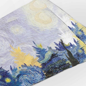 Christmas placemats set, Vincent van Gogh, Christmas trees, The Starry Nigh, placemats set of 4, placemats set of 6, linen placemats