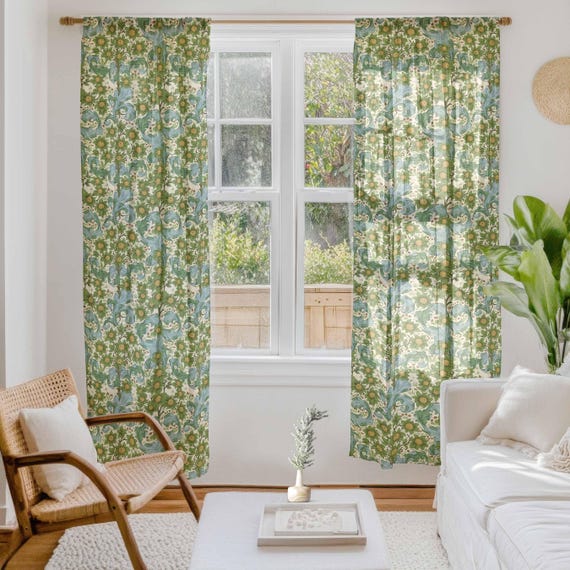 Curtains for living room, John Henry Dearle, Orange tree, Orchard, linen curtains, 100% linen, window curtains