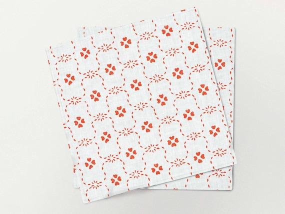 Napkins set, Vintage Hearts, 100% linen, napkins cloth, fabric napkins, napkins for wedding, custom napkins