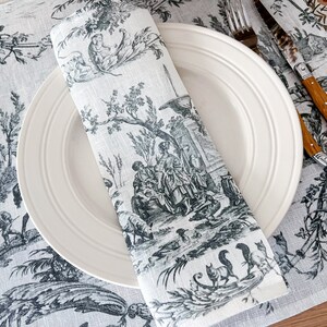 Napkins set, Jean-Baptiste Marie Huet, linen napkins, wedding napkins, Toile napkins, Toile decor, fabric napkins